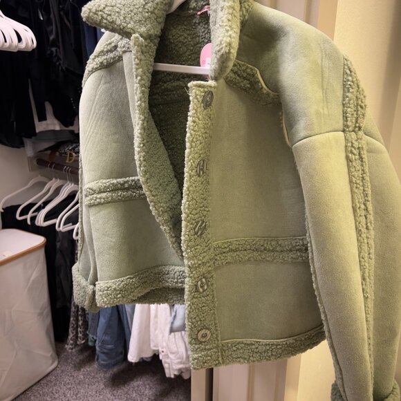Bailey Rose Spencer Sage Sherpa Jacket - Picture 3 of 5